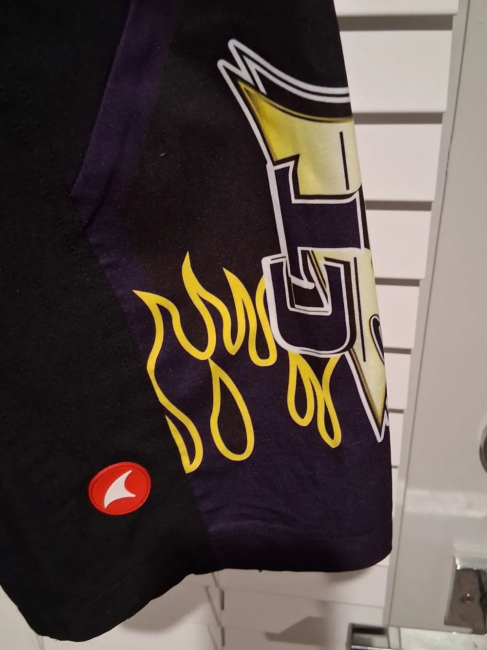 Men's Pactimo Black Cycling Shorts with Yellow Flame Graphics Size M